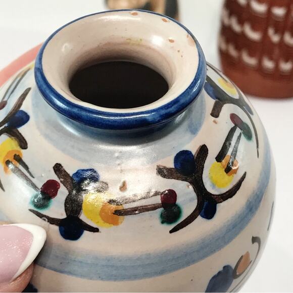 F Buria Caltagirone Sicily Floral Pottery Hand Painted Tonala Stoneware Bud Vase - Picture 12 of 16